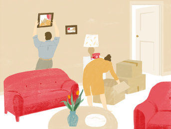  搬家 新生活 室内装修 装潢 二人世界 插画 整理打扫房间 日常