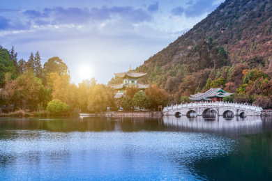 中国去南丽江玉泉公园风光