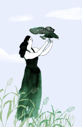 放飞梦想 仪式 梦想 飞鹰 女性杂草  自然草地 插图