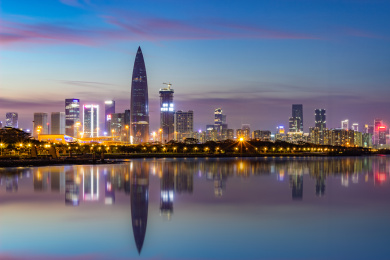 夜晚的深圳后海金融区