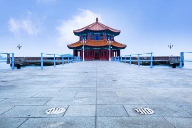 中国青岛栈桥海景风光