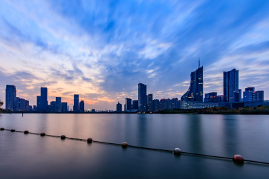 安徽省合肥市天鹅湖金融商圈高楼建筑景观