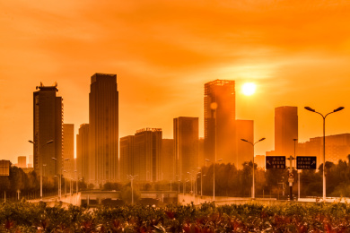 安徽省合肥市天鹅湖金融商圈高楼建筑景观