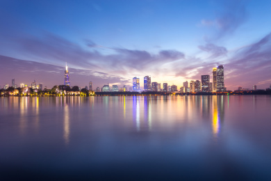 南京玄武湖长曝光夜景图片