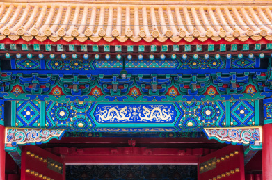 北京故宫宫殿城门局部纹饰