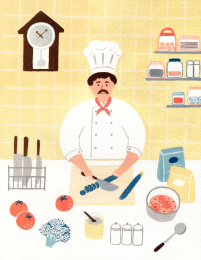 厨师烹饪插画