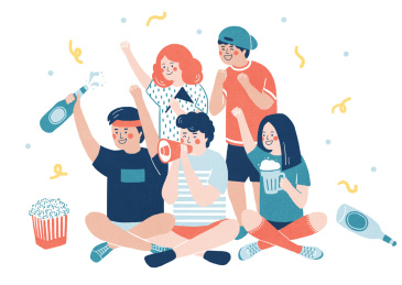 看球赛看比赛观众世界杯球迷插画