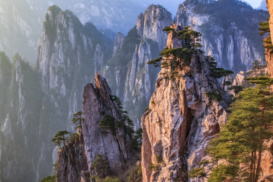 安徽省黄山市黄山风景区天海大峡谷自然景观 