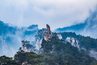 安徽省黄山市黄山飞来石景区自然景观