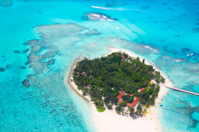 美国塞班岛旅游度假无人机俯拍军舰岛风光