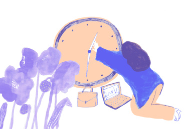 时间压力阻力  逆时光人生女性 插画