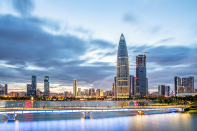 深圳南山区后海CBD建筑夜景天际线