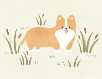 可爱小狗柯基犬插画