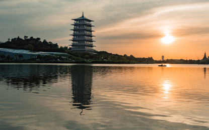 西安世博园长安塔日落