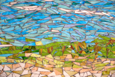 彩色碎瓷片拼接的抽象花纹素材