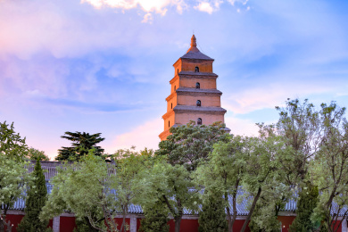 西安城市风光名胜古迹曲江大雁塔大慈恩寺南湖