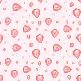 水彩手绘草莓无缝图案背景 