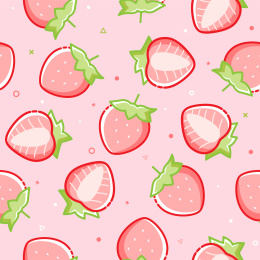 草莓水果孟菲斯元素平铺矢量背景图案