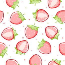 草莓水果孟菲斯元素平铺矢量背景图案