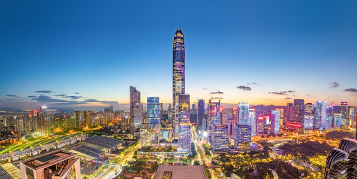 深圳城市天际线全景图/福田CBD夜景