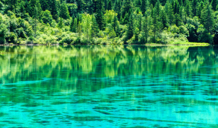 四川九寨沟海子水面