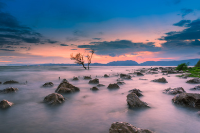 云南昆明滇池落日风光