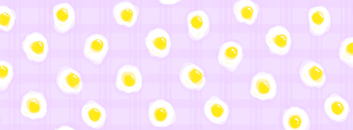 一张紫色格子无缝平铺的打碎的鸡蛋黄插画