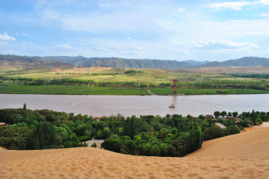 宁夏沙坡头沙漠风景唯美摄影黄河