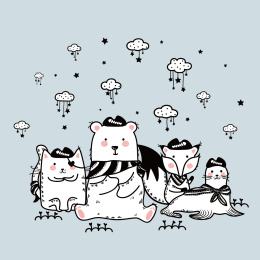 去冒险的卡通白色动物