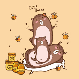 卖蜂蜜的卡通棕熊一家