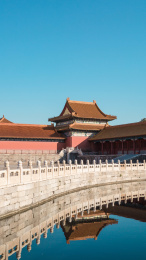 故宫内金水河建筑倒影