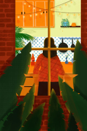 节日感恩节母亲准备晚餐插画