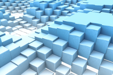 三维渲染，方块与浅色背景