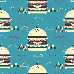 美式风格汉堡无缝背景