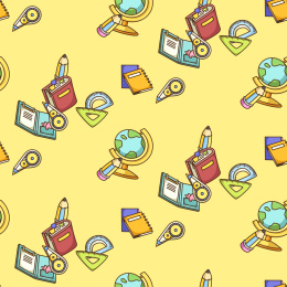 可爱幼童文具无缝背景设计