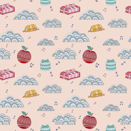 童趣无缝花纹背景，粉红底色