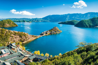 中国云南丽江泸沽湖风光