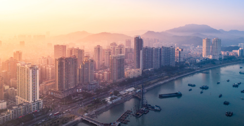 夕阳珠海海岸线景观