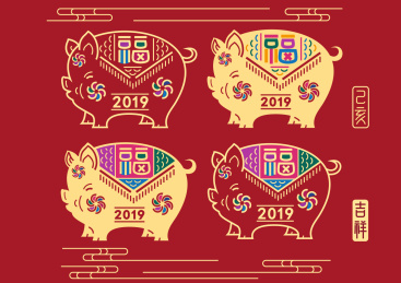 小肥猪图案矢量素材