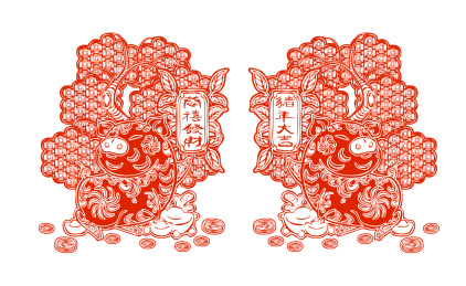 猪年传统剪纸窗花