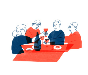 一桌聚餐的人插画