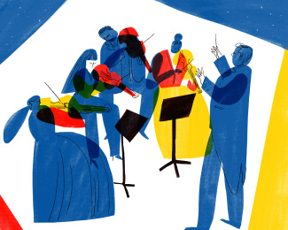  舞台上乐团演奏插画插图