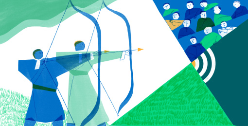 少数民族射箭竞技赛场插画插图