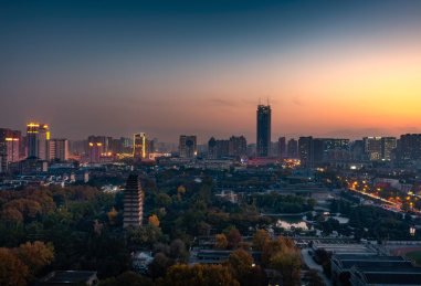 小雁塔夜景晴天