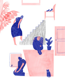 悲观压力女性插画插图素材