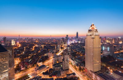 鸟瞰天津城市夜景风光