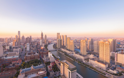 鸟瞰天津城市风光