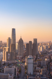 鸟瞰天津城市风光