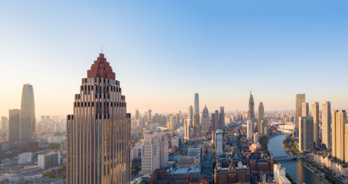 鸟瞰天津城市风光