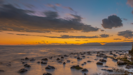 云南昆明滇池落日
